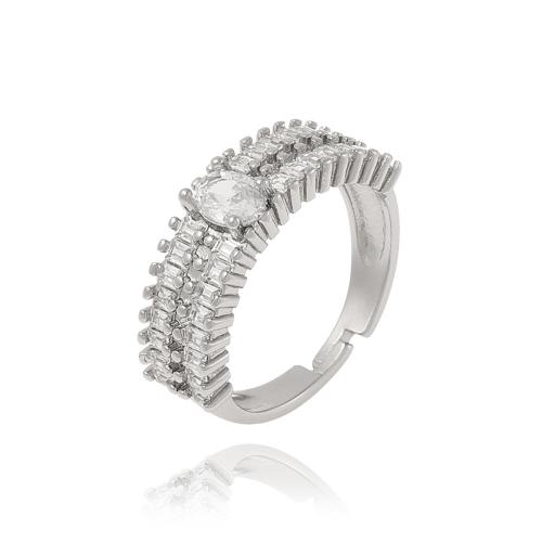 Befestigter Zirkonia Messingring Fingerring, Messing, plattiert, Micro pave Zirkonia & für Frau, keine, verkauft von PC