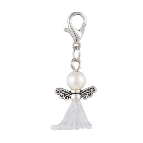 Acrylic Key Chain, Zinc Alloy, with Plastic Pearl & Acrylic, random style & DIY, mixed colors, 40mm 