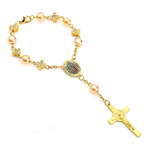 Zinc Alloy Rhinestone Bracelets, with Glass, gold color plated, Unisex & with rhinestone, golden [