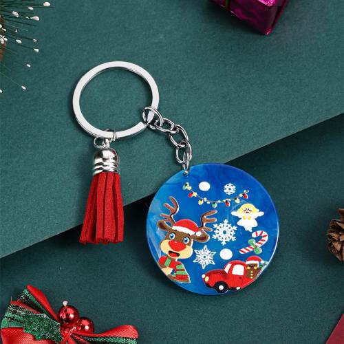 Acrylic Key Chain, Zinc Alloy, with Acrylic, portable & Christmas Design & multifunctional 