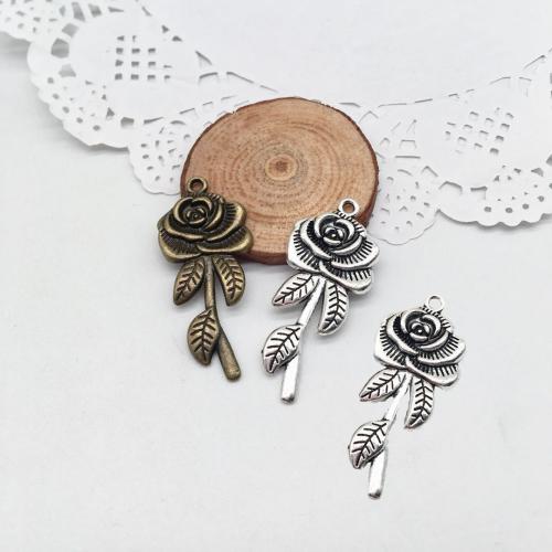 Zinklegierung Blume Anhänger, Rose, plattiert, DIY, keine, 43x20x2.5mm, 100PCs/Tasche, verkauft von Tasche