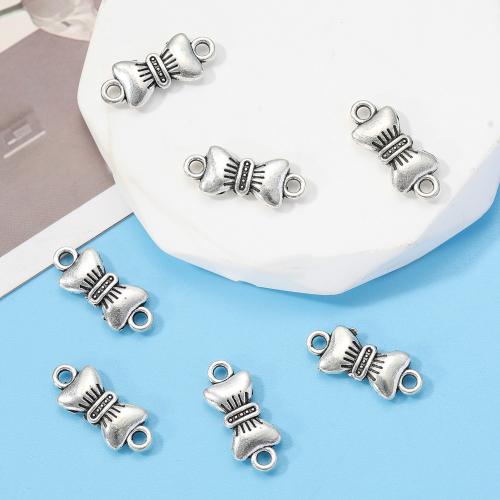 Zink Legierung Anhänger Verbinder, Zinklegierung, Schleife, antik silberfarben plattiert, DIY & 1/1-Schleife, 11x5mm, ca. 100PCs/Tasche, verkauft von Tasche