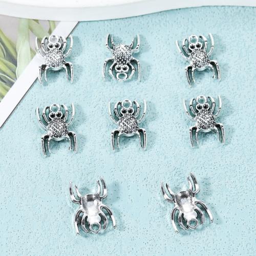 Colgantes Animales de Aleación de Zinc, Araña, chapado en color de plata antigua, Bricolaje, 14x19mm, aproximado 100PCs/Bolsa, Vendido por Bolsa