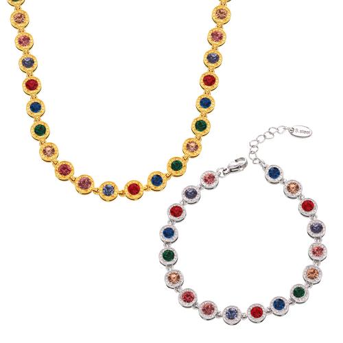 Ensemble de bijoux en acier de titane, Acier titane, Placage, bijoux de mode & styles différents pour le choix & pavé de micro zircon & pour femme, plus de couleurs à choisir, Vendu par PC