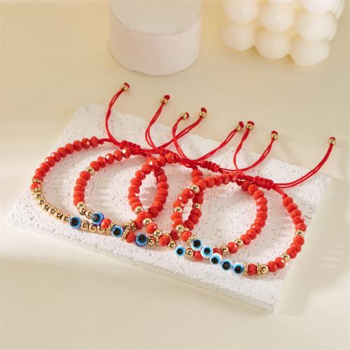 Evil Eye Jewelry Bracelet, Resin, with Knot Cord & Glass, handmade, fashion jewelry & Unisex red 