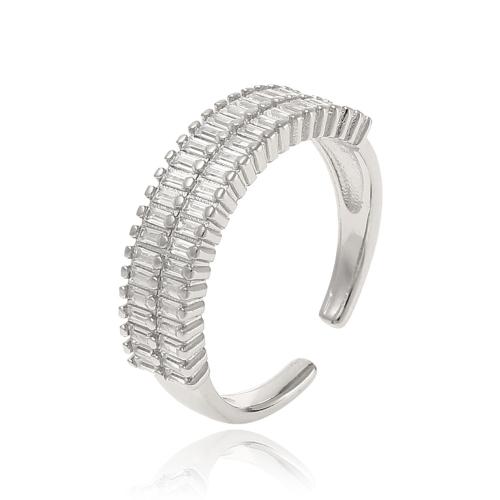 Befestigter Zirkonia Messingring Fingerring, Messing, plattiert, Micro pave Zirkonia & für Frau, keine, verkauft von PC