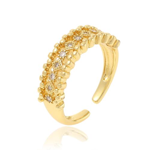 Anillo de dedo de cobre amarillo zirconia pavimenta Cubic, metal, chapado, micro arcilla de zirconia cúbica & para mujer, más colores para la opción, Vendido por UD