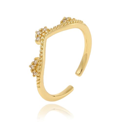 Anillo de dedo de cobre amarillo zirconia pavimenta Cubic, metal, chapado, micro arcilla de zirconia cúbica & para mujer, más colores para la opción, Vendido por UD