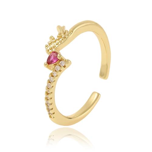 Anillo de dedo de cobre amarillo zirconia pavimenta Cubic, metal, chapado, micro arcilla de zirconia cúbica & para mujer, más colores para la opción, Vendido por UD