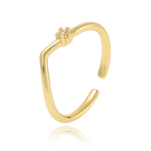 Anillo de dedo de cobre amarillo zirconia pavimenta Cubic, metal, chapado, micro arcilla de zirconia cúbica & para mujer, más colores para la opción, Vendido por UD