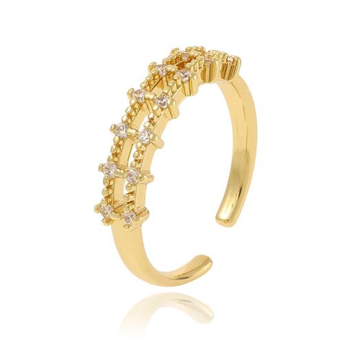 Anillo de dedo de cobre amarillo zirconia pavimenta Cubic, metal, chapado, micro arcilla de zirconia cúbica & para mujer, más colores para la opción, Vendido por UD