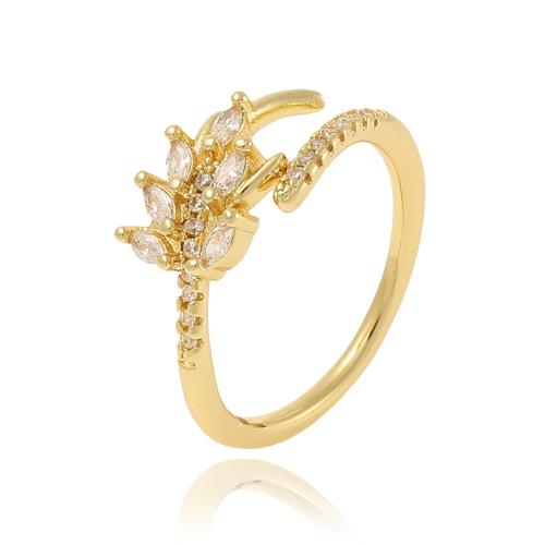 Anillo de dedo de cobre amarillo zirconia pavimenta Cubic, metal, chapado, micro arcilla de zirconia cúbica & para mujer, más colores para la opción, Vendido por UD