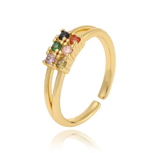 Anillo de dedo de cobre amarillo zirconia pavimenta Cubic, metal, chapado, micro arcilla de zirconia cúbica & para mujer, más colores para la opción, Vendido por UD