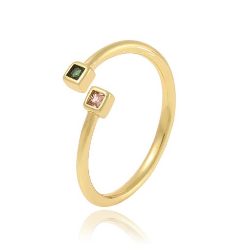 Anillo de dedo de cobre amarillo zirconia pavimenta Cubic, metal, chapado, micro arcilla de zirconia cúbica & para mujer, más colores para la opción, Vendido por UD