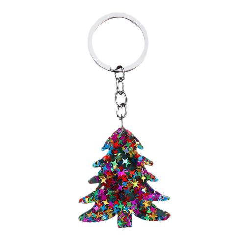 Acrylic Key Chain, Zinc Alloy, with Sequins & Acrylic, portable & multifunctional & Christmas jewelry 