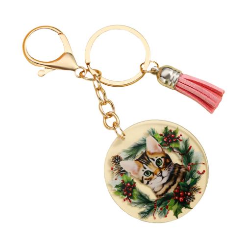 Acrylic Key Chain, Zinc Alloy, with Acrylic, portable & multifunctional golden 