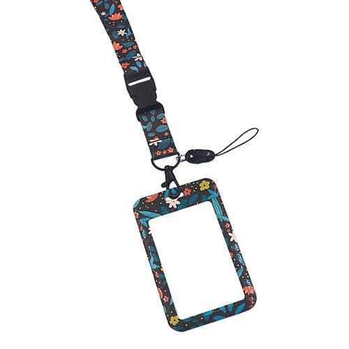 Plastic Lanyard Card Holder, with Polyester Cord, portable & multifunctional, mixed colors 