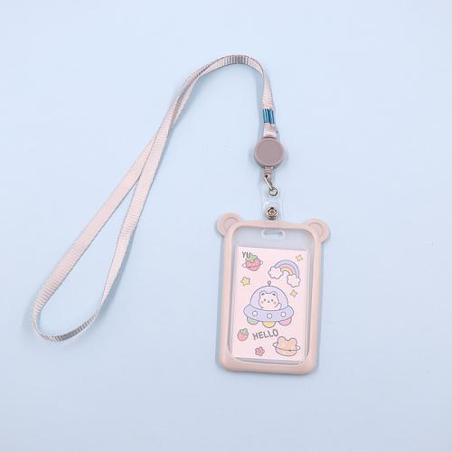 Silicone Lanyard Card Holder, with Polyester Cord, portable & multifunctional & retractable 