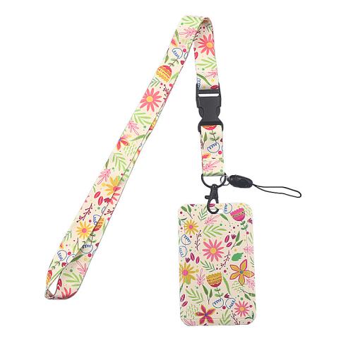 Plastic Lanyard Card Holder, with Polyester Cord, portable & multifunctional, mixed colors 