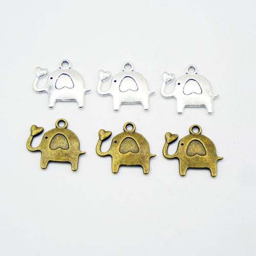 Zinklegierung Tier Anhänger, Elephant, plattiert, DIY, keine, 14x15x1.5mm, 100PCs/Tasche, verkauft von Tasche