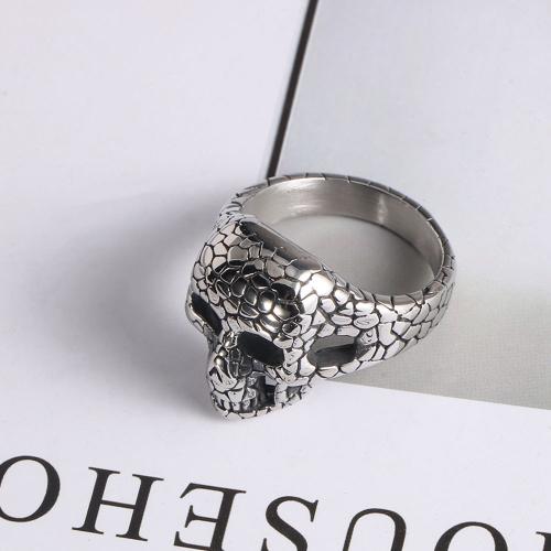 Stainless Steel Finger Ring, 304 Stainless Steel, Skull, Vacuum Ion Plating & for man 