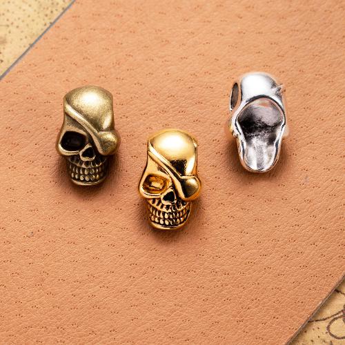 Zinc Alloy Large Hole Beads, Skull, plated, DIY 