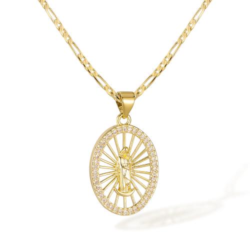 Collier en laiton cubique Zircon Micro Pave, avec zircon cubique, avec 55mm chaînes de rallonge, 14K rempli d’or, bijoux de mode & pour femme & creux mm, Vendu par PC