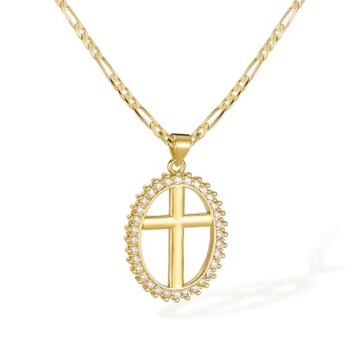 Collier en laiton cubique Zircon Micro Pave, avec zircon cubique, avec 55mm chaînes de rallonge, Plaqué d'or 14K, bijoux de mode & pour femme & creux mm, Vendu par PC