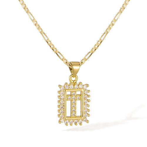 Collier en laiton cubique Zircon Micro Pave, avec zircon cubique, avec 55mm chaînes de rallonge, Plaqué d'or 14K, bijoux de mode & pour femme & creux mm, Vendu par PC