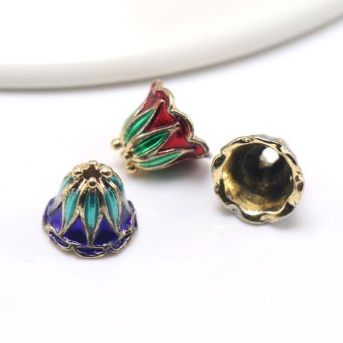 Enamel Zinc Alloy Beads, with Cloisonne, Flower, plated, DIY 