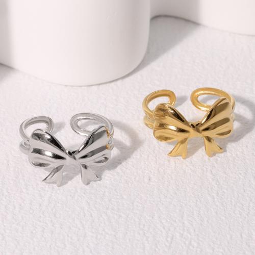 Stainless Steel Finger Ring, 304 Stainless Steel, Bowknot, fashion jewelry & for woman 