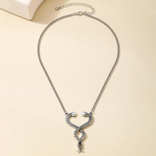 Collier en alliage de zinc, serpent, Placage, pour femme, argent, Vendu par PC