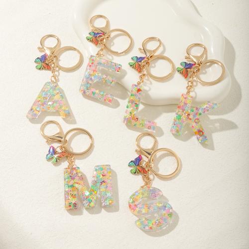 Zinc Alloy Key Clasp, with Sequins & Resin, epoxy gel, portable & multifunctional multi-colored 