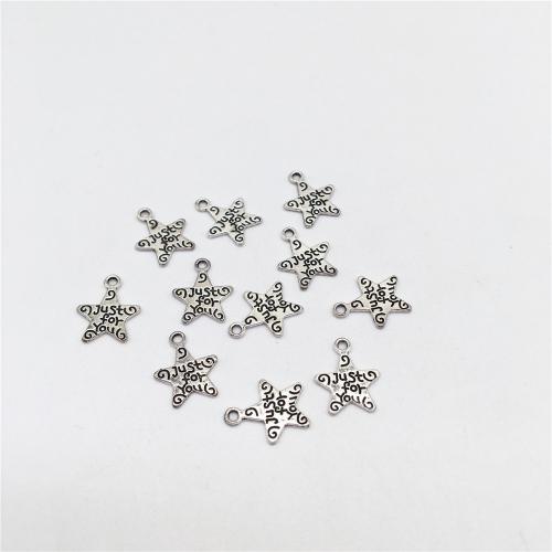 Zink Legierung Stern Anhänger, Zinklegierung, antik silberfarben plattiert, DIY, 14x12mm, 100PCs/Tasche, verkauft von Tasche