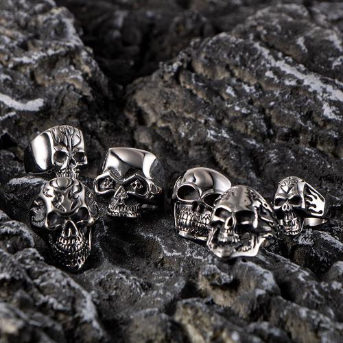 Titanium Steel Finger Ring, Skull, polished, vintage  & for man, US Ring 