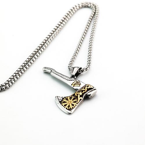 Titanium Steel Necklace, Axe, plated & for man Approx 23.6 Inch 