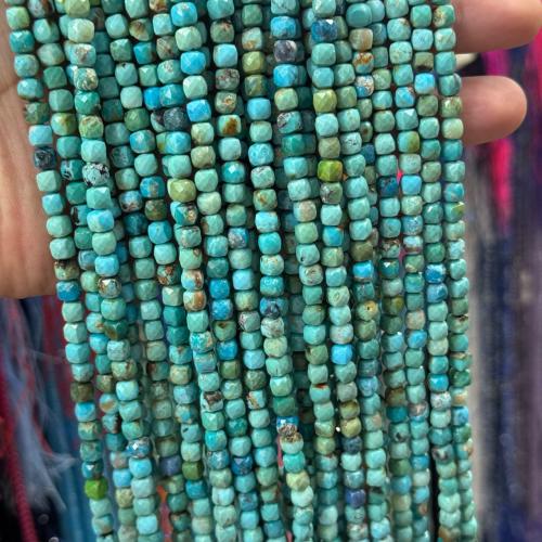 Natural Turquoise Beads, Cube, DIY & faceted, blue Approx 38 cm 