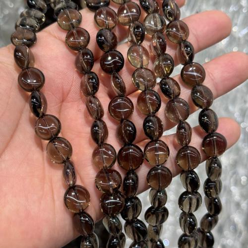 Natural Smoky Quartz Beads, Flat Round, DIY, tan Approx 38 cm 