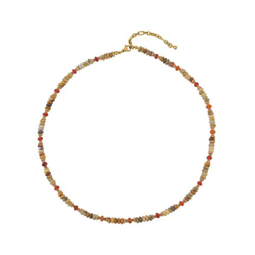 Collier agate, laiton, avec agate folle & agate rouge & Acier inoxydable 304, fait à la main, styles différents pour le choix & pour femme, multicolore, Vendu par PC