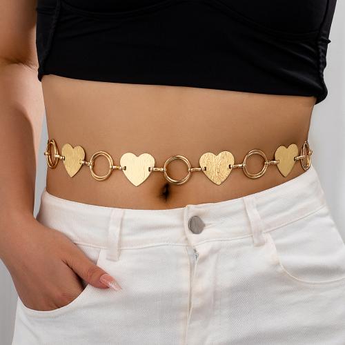 Joyería del cuerpo cadena, aleación de zinc, Corazón, chapado, para mujer, dorado, Vendido por Par