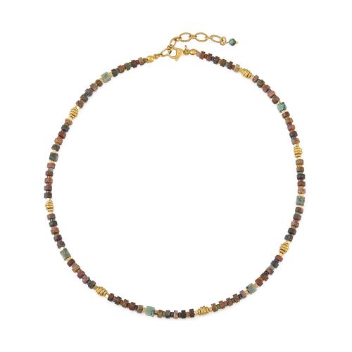 Colliers de pierres précieuses, Acier inoxydable 304, avec Turquoise africain & Pierre naturelle, fait à la main, pour femme, multicolore, Vendu par PC