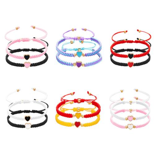 Enamel Zinc Alloy Bracelets, with Polyester Cord, 2 pieces & Unisex [