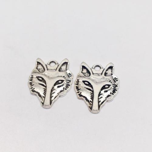 Zinc Alloy Animal Pendants, Fox, antique silver color plated, DIY 
