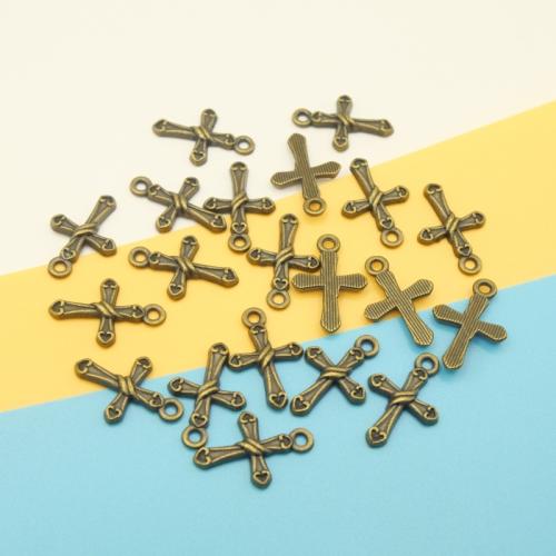 Colgantes de Aleación de Zinc en Forma Cruces, chapado en color bronce antiguo, Bricolaje, 21x14x3mm, 100PCs/Bolsa, Vendido por Bolsa