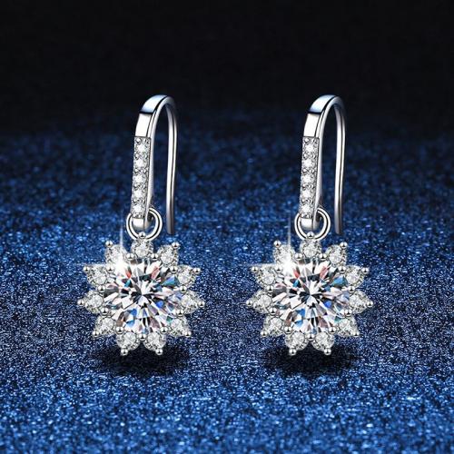 925 Sterling Silver Drop Earring, Flower & for woman, earring length 15-20mm 