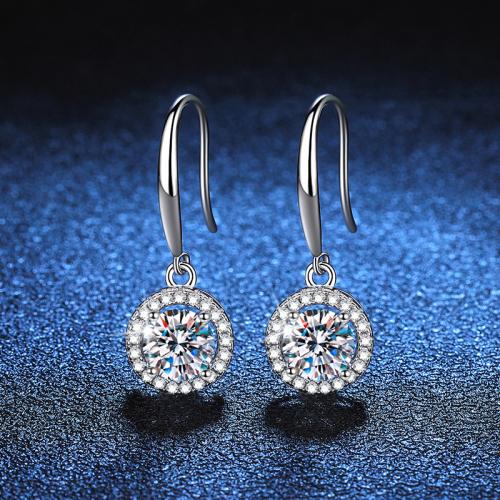 925 Sterling Silver Drop Earring, Round & for woman, earring length 15-20mm 