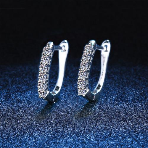 925 Sterling Silver Stud Earring, with Moissanite & for woman, earring length 10-15mm 