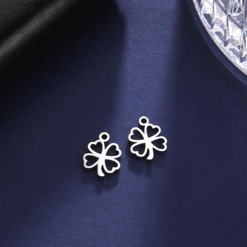 Edelstahl Clover Anhänger, 304 Edelstahl, vierblättriges Kleeblatt, DIY & hohl, keine, 8.5x10.8mm, verkauft von PC