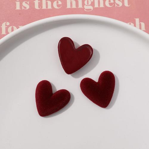 Mobile Phone DIY Decoration, Resin, with Flocking Fabric, Heart 