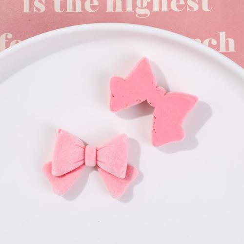 Hair Barrette Finding, Resin, with Flocking Fabric, Bowknot, DIY 